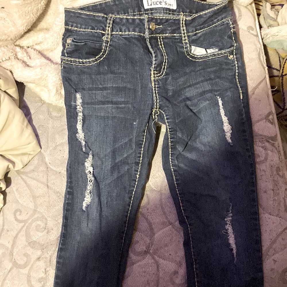 Blue low rise jeans